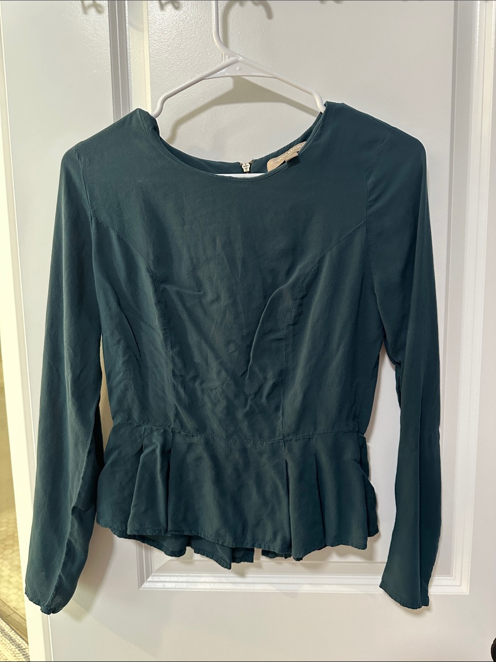 Banana Republic size 0 Dark Teal Long-Sleeve Peplum Blouse